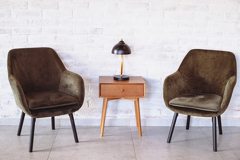 two grey armchairs modern home interior design